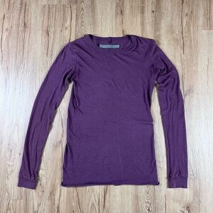 Enza Costa Purple Supima Cotton Long Sleeve Tee Soft Minimalist Top